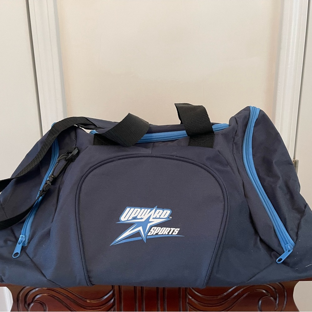 Upward Sports Gym Bag!  Black/blue. 20” wide. 11” high. Brand new / Never used!